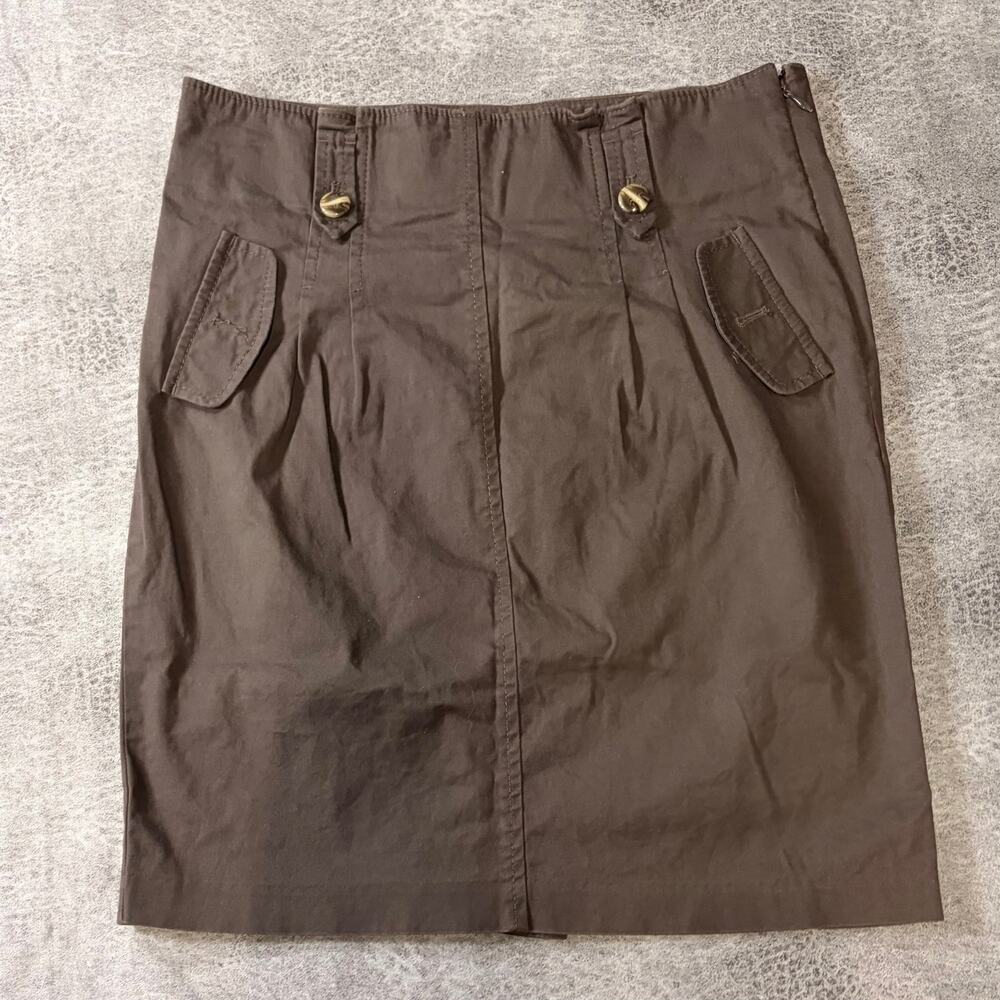 Brown Straight Classic High Waist Skirt